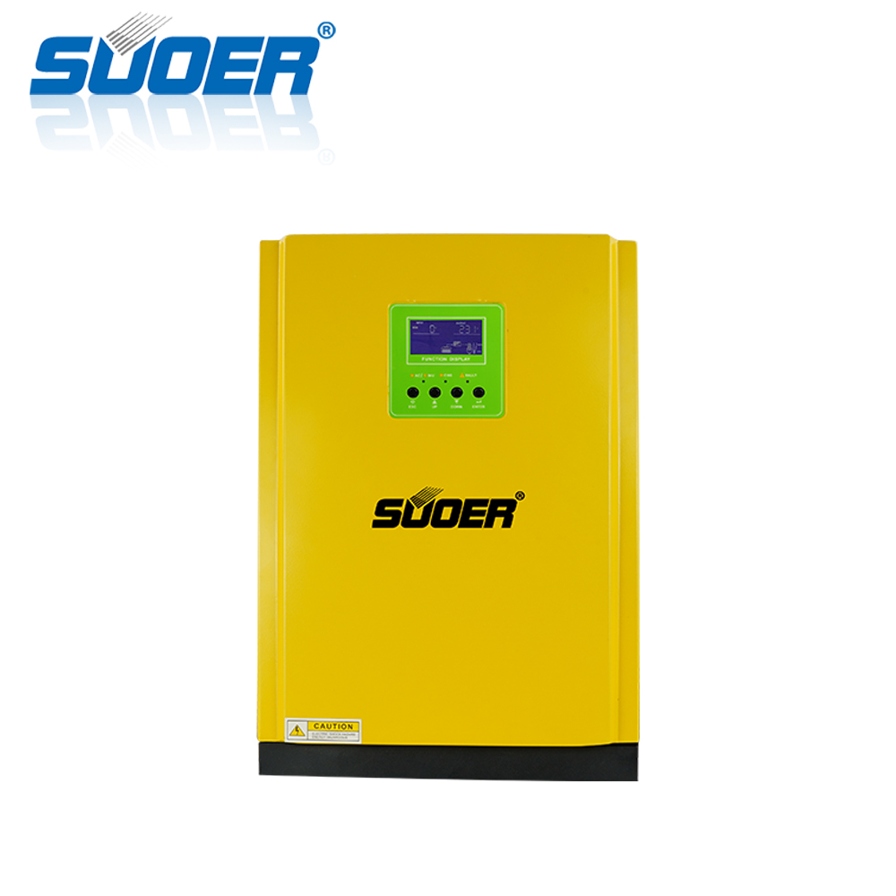 Suoer 24V 230V 3KVA 3000 watt MPPT solar controller pure sine wave solar inversor hybrid solar inverter